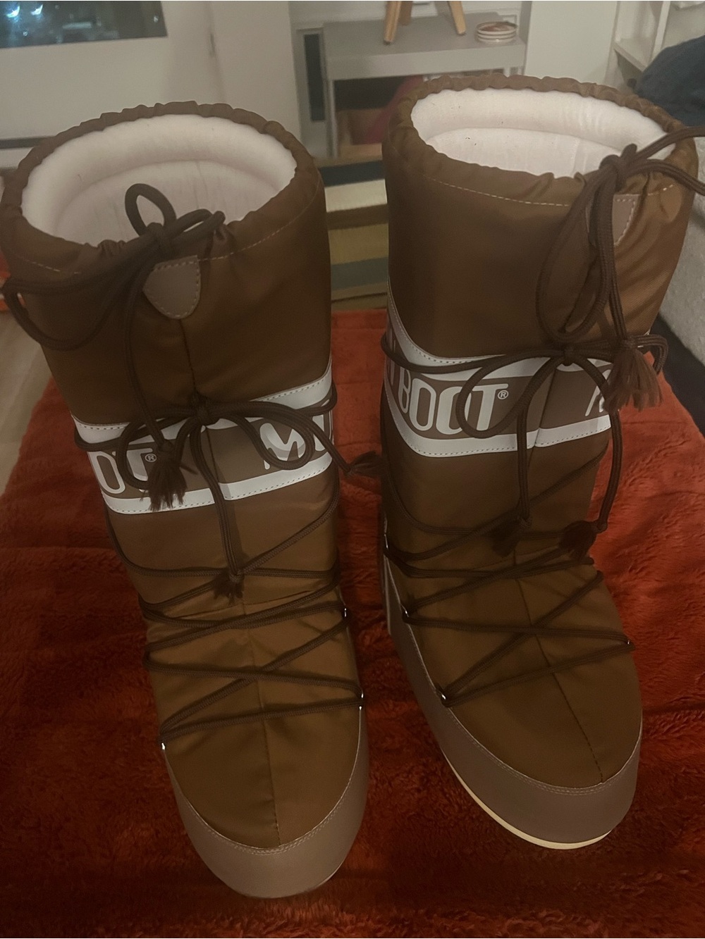 Moon Boot Brown and White Insulated Snow Boots